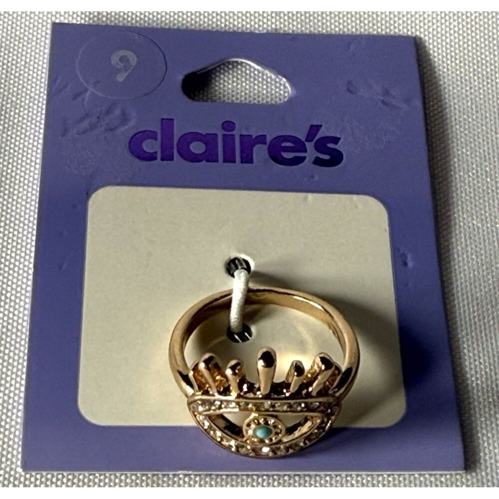 Claire's Gold-Tone Evil Eye Ring Sz 9 NWT